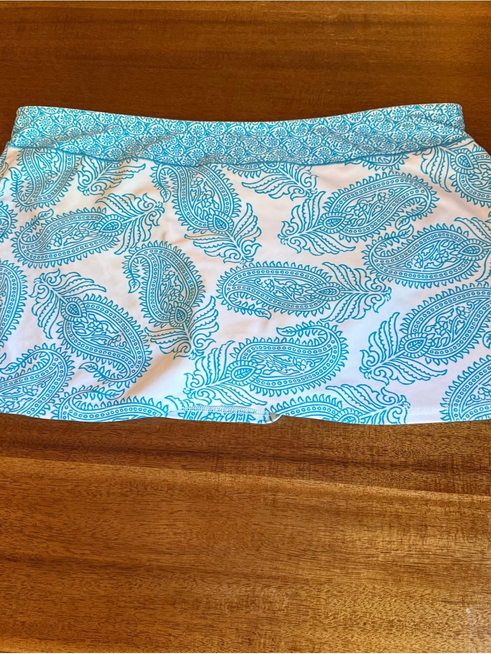 Athleta Tennis Skort Aqua White Paisley Print size Large
